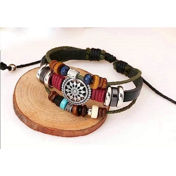 Vintage Bohemian Beaded Armband, Multilayer Handwoven Armband, Hampa Rep Wrap Armband Smycken för män och kvinnor