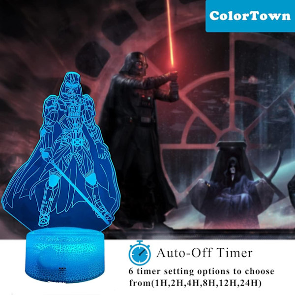 Star Wars nattlampe 3D lampe Star Wars lampe 3 mønstre 3D nattlampe gaver til barn gutter 7 farger skiftende Star Wars-d-WELLNG Star Wars Combo-paket