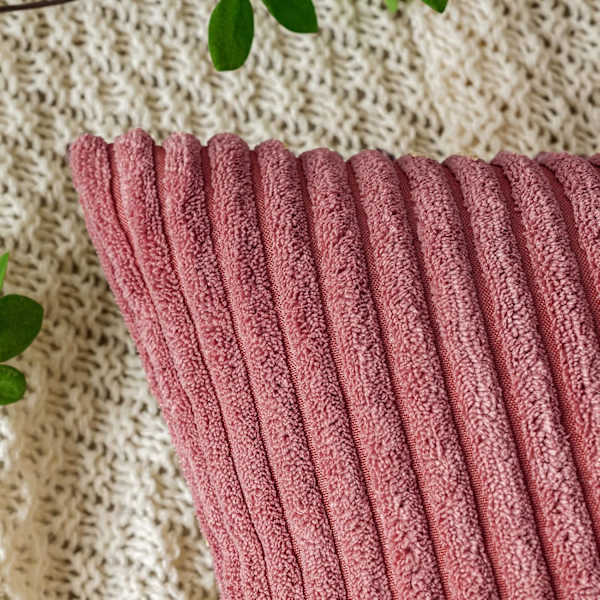 Kuddfodral i corduroy, avlångt, dekorativt kuddfodral, randigt, mjukt, bluff hem för soffa sovrum 30X50cm pink