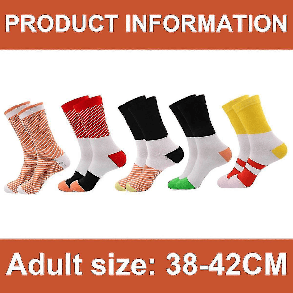 5 par Sushi-strumpor Mid Calf-strumpor Bomullsstrumpor Julstrumpor - Par Casual Strumpor Julgåva Presentask - CHUN