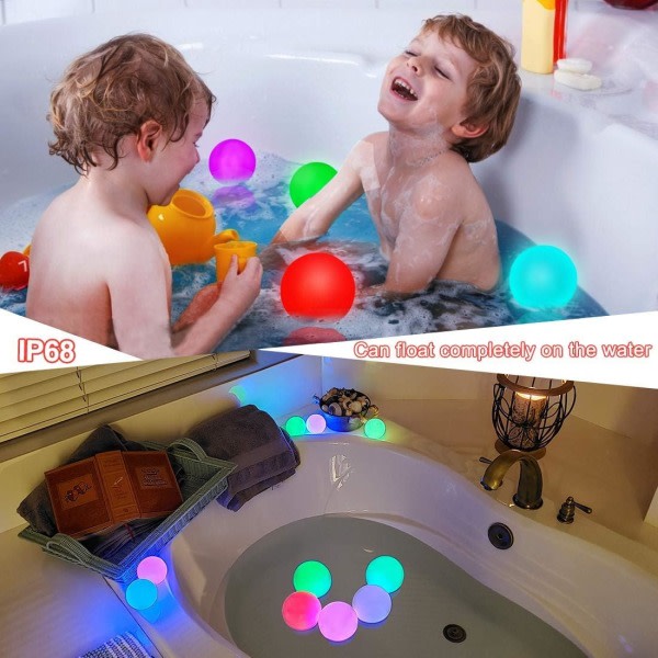 LED-badelamper, IP70 vandtæt badetønde lampe, flydende poollamper til spa farveskiftende boblebad tilbehør lys, badekar Light Up Ball Light