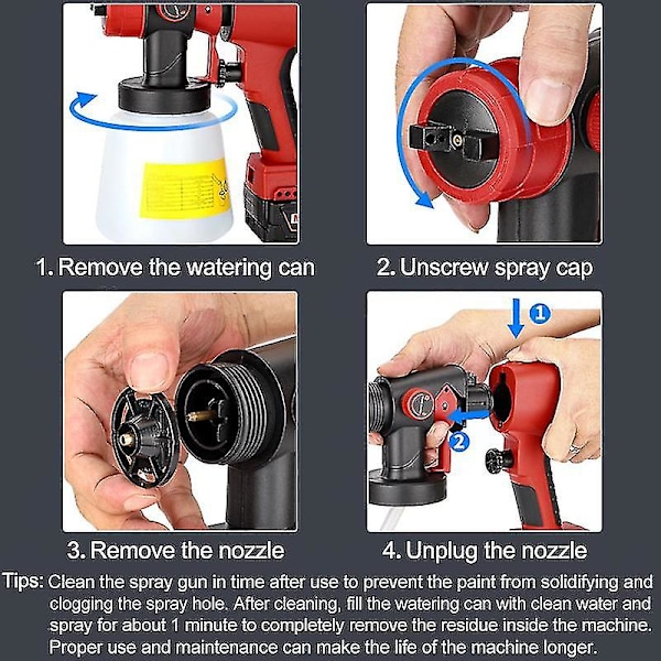 Til Milwaukee 18v Batteri 800ml Elektrisk Sprøjtepistol Ledningsfri Malersprøjte Bil Møbler Stålbelægning Airbrush Kompatibel (Batterier Ikke Inkluderet)