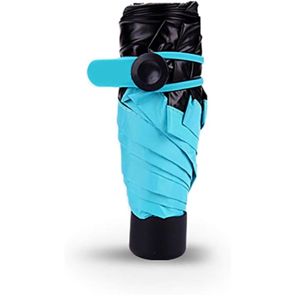 Mini Compact Umbrella Windproof Travel Sun & Rain with Case - UV Protection Women or Children Perfect for a Car (Blue)