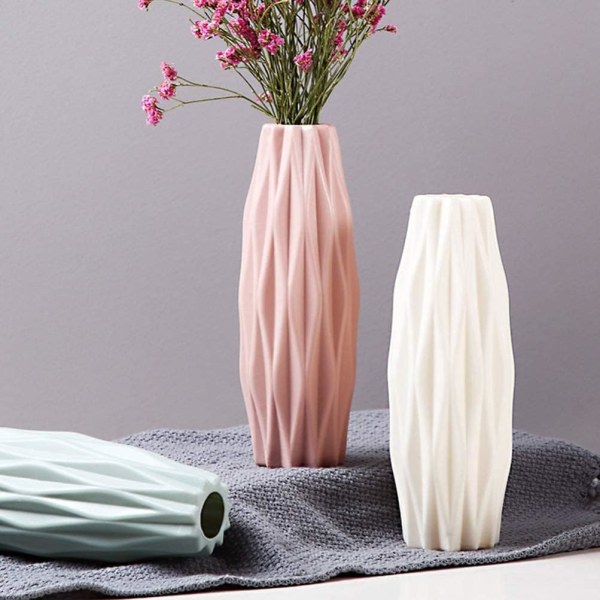 3 Pack Elegant Design Plast Vas - Modern Dekorativ Plast Vas för inomhus Sovrum Vardagsrum Balkong Bröllop Bord Kök Office (3 färger, 21