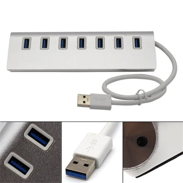 7-porttinen USB 3.0 -keskitin iMacille, MacBookille, MacBook Airille, MacBook Prolle, Mac Minille, PC:lle ja kannettaville tietokoneille