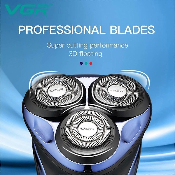 VGR Elektrisk Rakapparat för Män, Vattentät Hårtrimmer, Professionell Skäggtrimmer, Sladdlös 3D Rotary Trimmer för Mig Without box
