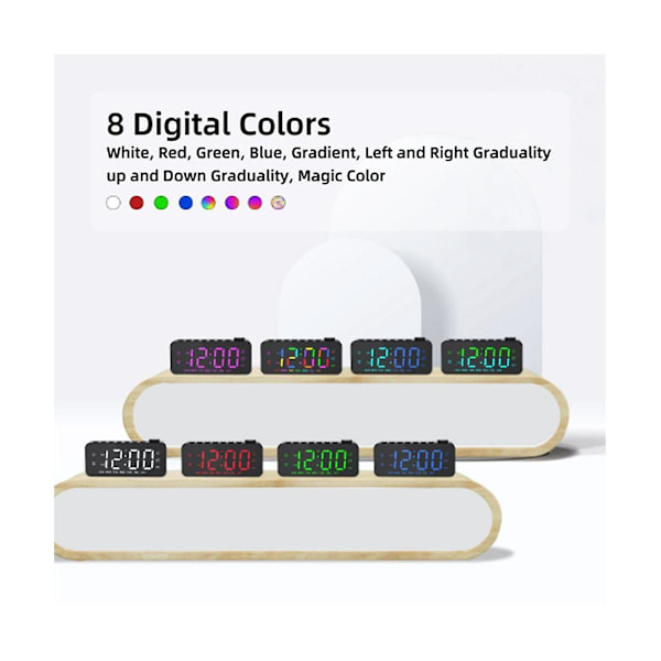 RGB Digital Vækkeur Radio, Dobbelt Alarm Med Hverdags-/Ferie-tilstand, Snooze, FM Radio Sleep Timer,