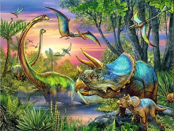 Diamantmaling / Diamantmaling 30x40cm - Dinosaurusskog{yh} multifärg multicolor