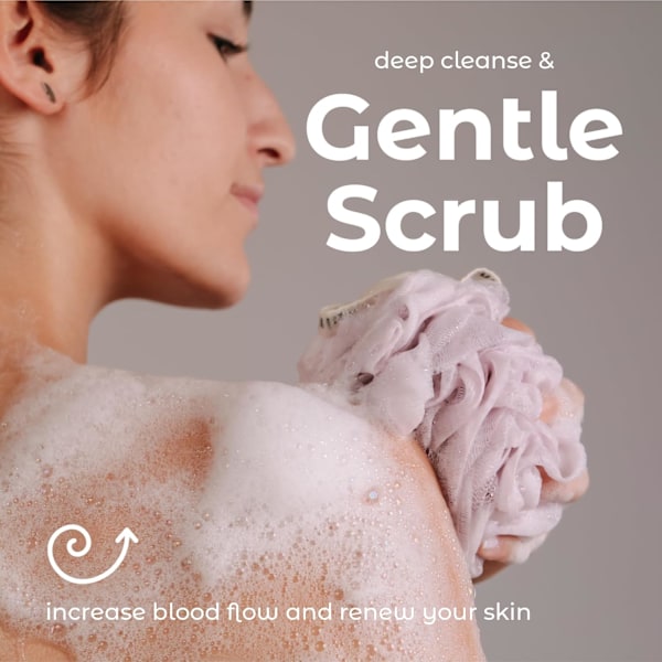Badekar Dusj Loofah Svamp Puf Kroppsskrubb Exfoliator Kroppsvask Svamp (Set med 3, Luftig Blomst)