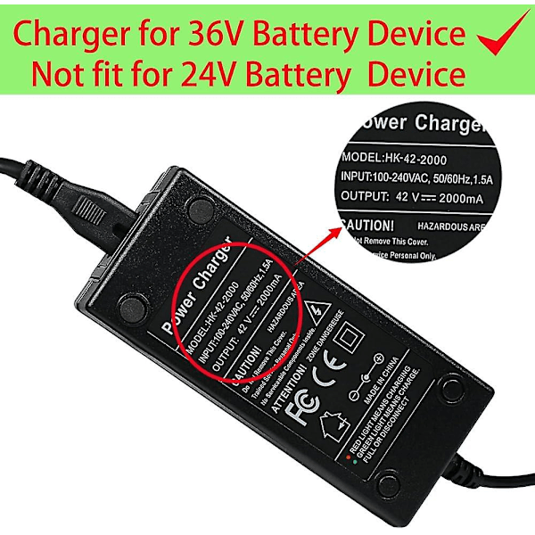 42V 2A DC Elektrisk Cykeloplader Hanstik {XW}