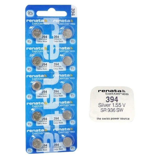 10 X Genuine Renata 394 SR936SW Watch Low Drain Silver Oxide 1.55V Battery Batteries - Part of the Access Range