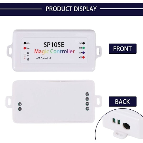 Trådløs Bluetooth-kontroller SP105E APP WS2811 WS2812B WS2801 SK6812 APA102 Individuelt adresserbar programmerbar LED-pikselmodul stripelys DC5V