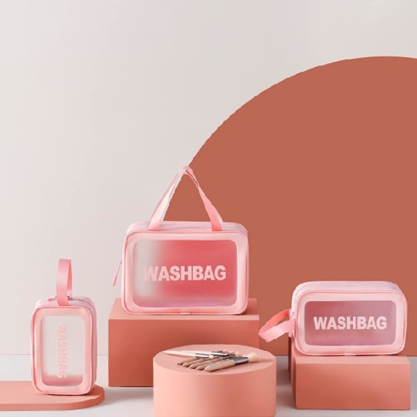Crday Clear Toalettväska, 3 st Makeup Kosmetikväska Transparent Travel Wash Bag Present