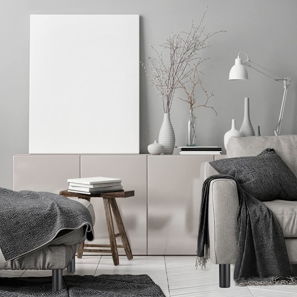 4 stk (Sort, 12 cm) Justerbare Møbelben Metal Sofa Ben Aluminium Legering Sofa Fodstøtte Fødder Møbeludskiftningsben