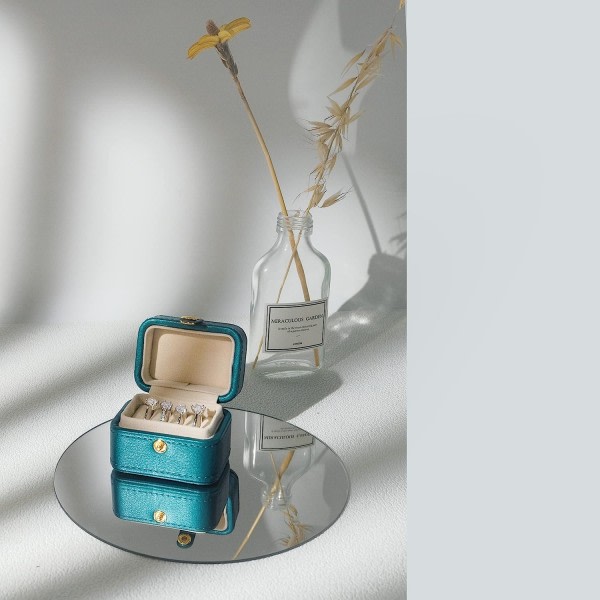 Travel Ring Storage Box - Premium handgjorda smycken förvaringsbox/små bärbara smycken örhängen Present Collection-GRÖN