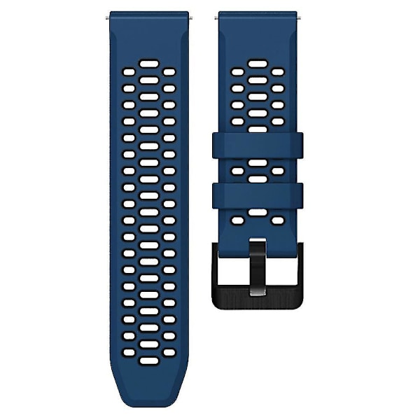 Dubbelfärgat silikonarmband för Suunto 7/9/9 Baro 24mm med flerhålsdesign och snabbspänne Dark Blue Black
