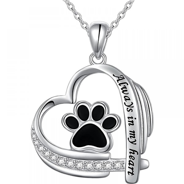 Halsband med hänge i sterlingsilver med tassavtryck från valp eller katt
