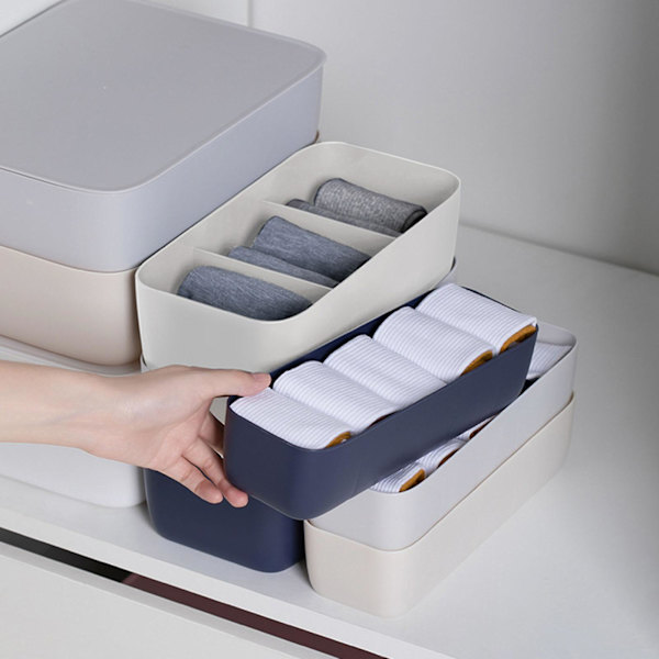Underwear Opbevaringsboks 3-gitter/5-gitter Rum Opbevaringsbeholder Til Hjem Soveværelse Kollegie Sokker BH Bukser Organizer White 5 grids