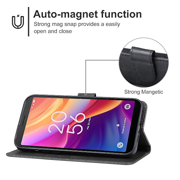 För TCL 501 Läderfodral (YJD) Black