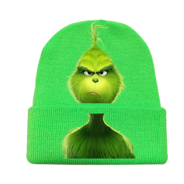 Julgrön The Grinch Hat Cosplay Anime Par Mössa Stickad mössa One size fits all Grå E