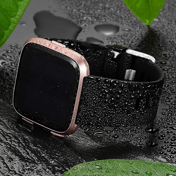 Älykellon rannekoru, yhteensopiva Fitbit Versa -älykellon, Versa 2:n ja Versa Lite SE -kellojen kanssa naisille ja miehille (Musta-L)