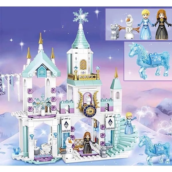 Doyomtoy Prinsesse Anna Elsa Slot Byggesæt til Piger Kreativ Gave til 6 7 8 9 10 11 12 Årige Børn