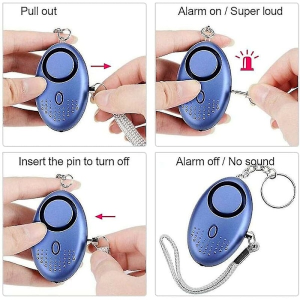 5-pakning 140db Personlig Sikkerhetsalarm Nøkkelring med LED-lys, Personlig Alarm