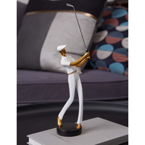 Konst Golfspelare Staty Dekor Golf Skulptur Harts Konstpresent Vit 24cm, sektion A
