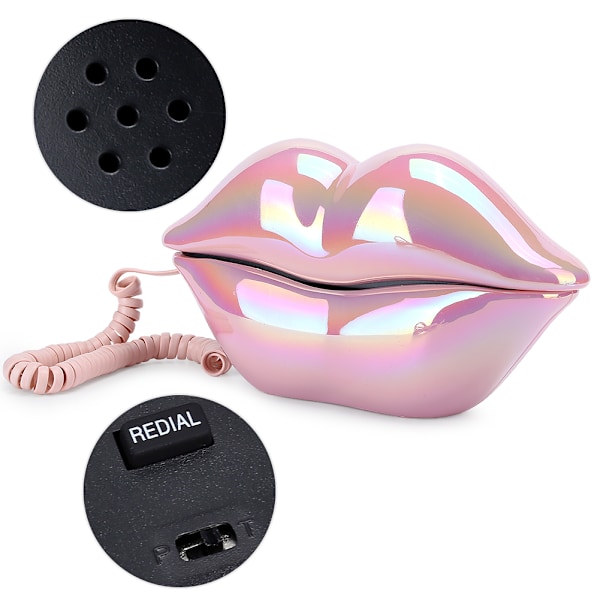 Galvanized Pink Funny Lip Telephone WX-3016 Muodikas numeron tallennustoiminto++