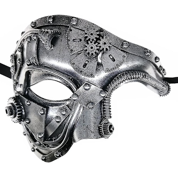 Metal Cyborg Venetian Mask, Masquerade Mask For Halloween Costume Party/Phantom Of The Opera/Mardi Gras Ball