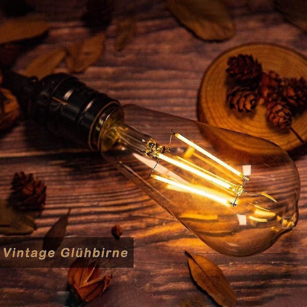 Set med 6 vintage LED-glödlampor, retrolampa idealisk för nostalgisk och retrobelysning, varm whisky
