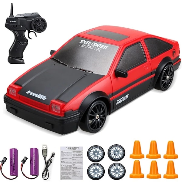 2.4G Drift RC Bil 4WD RC Drift Leksak Fjärrkontroll GTR Modell AE86 Fordon Bil RC Racing Leksak för Barn Julklappar 01-2B