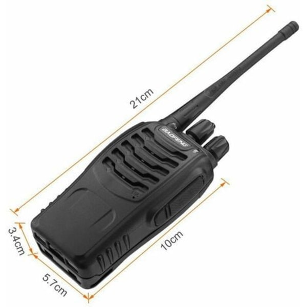 Walkie Talkie To-vejs Radio 16 Kanaler Genopladelig PMR 446 Langtrækkende Walkie Talkie med 2 Originale Hovedtelefonstativer