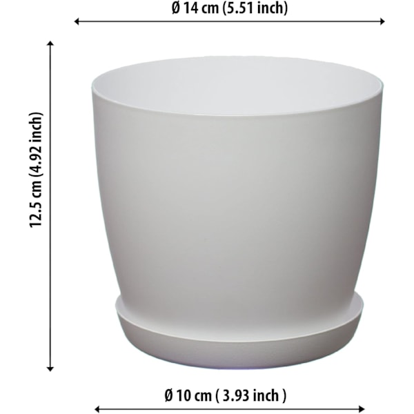 Vita trädgårdsdekorationer vita krukor med fat - Utomhuskrukor med matt finish och bricka - Krukor med fat Svarta Black 20cm*17.5cm*14cm