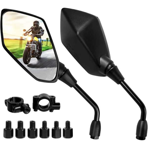 Motorcycle mirror, pair of universal rearview mirrors, matching