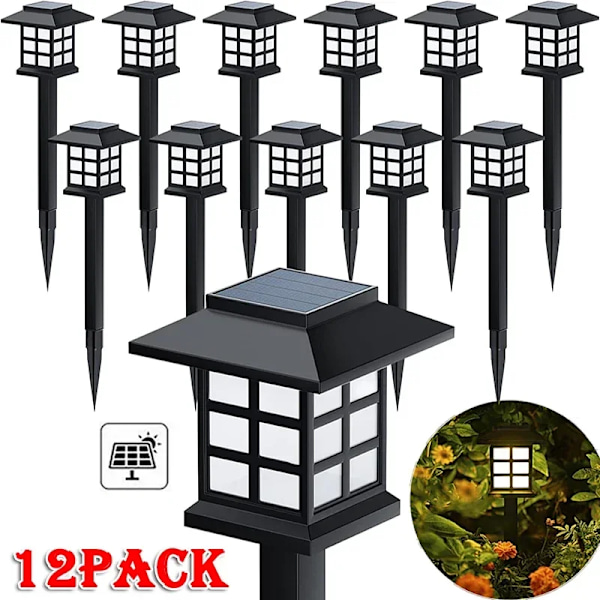 2/4/6/8/10/12 st Vattentäta LED Solcellslampor Utomhus Trädgårdsbelysning Gatlykta för Landskap Gård Uppfart Blanco Blank 12Pcs