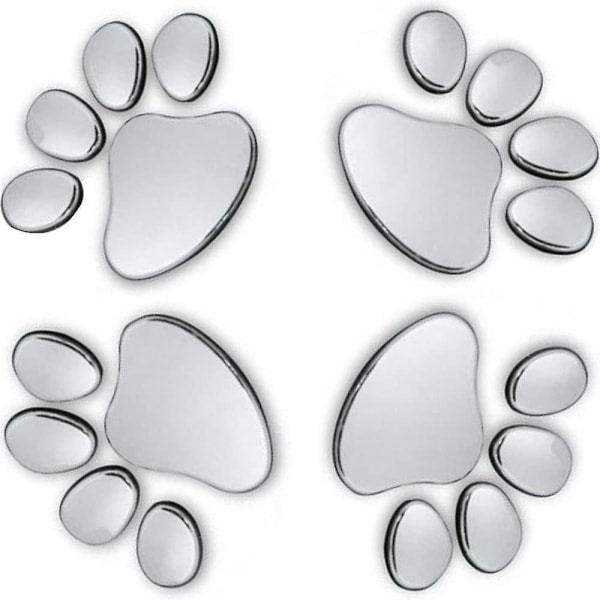 4 delar 3d Chrome Dog Paw Footprint Bildekaler. Biltillbehör Paw Print Bil