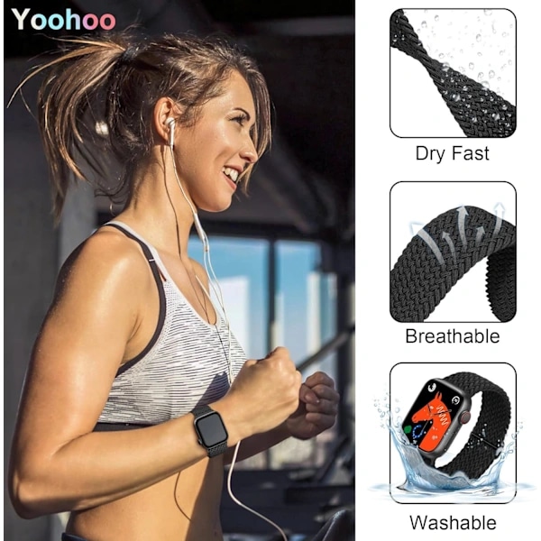 5-pack flätad Solo Loop kompatibel med Apple Watch armband 40 mm 38 mm 41 mm för kvinnor och män, justerbart nylon stretchigt elastiskt sportarmband A A 38/40/41mm