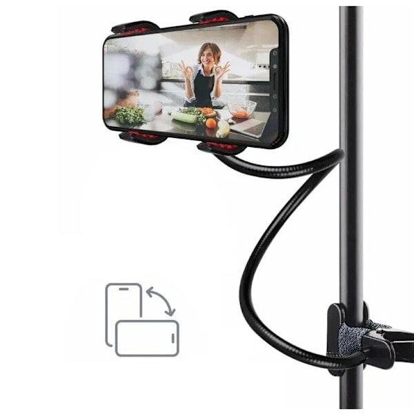 2-pakning Mobilholder - Bøyelig Stativ med Klemme for Mobil Svart【HY】