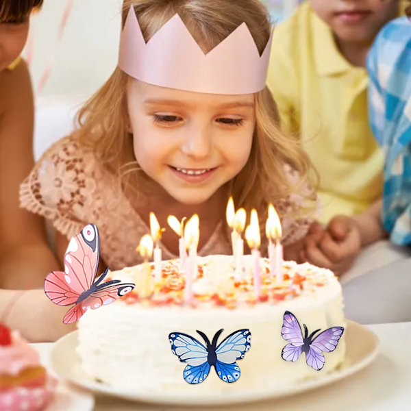 Perhosjuhlien kakunkoristeet, 72 kpl syötäviä perhoskakunkoristeita, syötävä paperiperhonen cupcake-koristeita, häihin, syntymäpäivään,【HY】