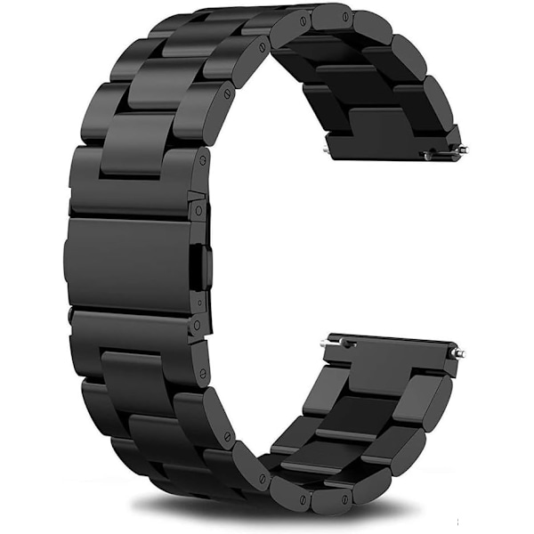 Kompatibel med Garmin Venu/Vívoactive 3/5/Venu 2 Plus/Sq 2/Vivomove Trend/Forerunner 245/645, 22MM Rustfrit Stål Metal Sort Armbånd
