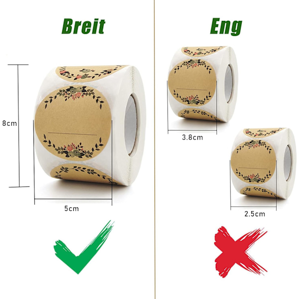 500 itseliimautuvaa etikettiä, 5 cm hillopurkki-tarroja, voidaan käyttää