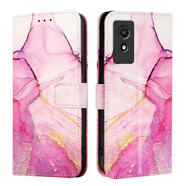 TCL 501 Marmor Läderfodral - WELLNGS Pink Purple Gold