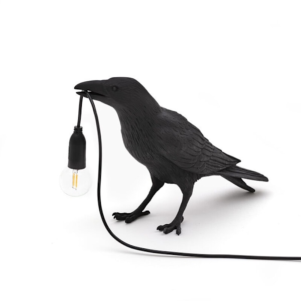 Kråklampa, skrivbordslampa, lyckofågellampa, minimalistisk fågelstaty, fågellampa, modern inredningsdesign, present till bondgårdsinredning