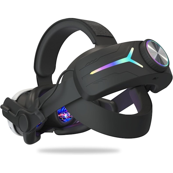 RGB-pannband för Meta Quest 3, MTomatoVR ersättningshuvudband inbyggt 8000mAh batteripaket, 18W snabbladdning, VR-tillbehör pure black