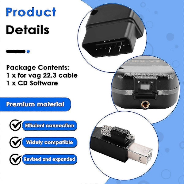 For VAG COM 22.3 OBD2 Skanner HEX V2 USB for Golf A6 Skoda Seat Ubegrenset VINs ATMEGA162+16V8+FT232RQ