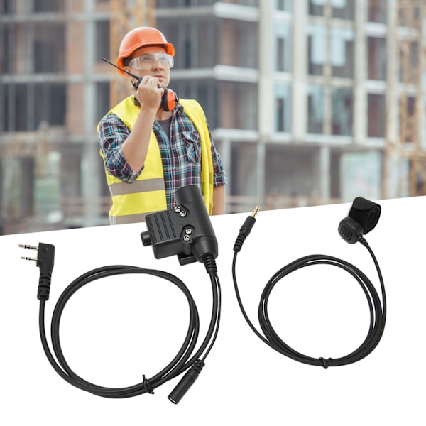 U94 PTT-adapter Trykk-til-snakk-knapp Walkie Talkie Militær Headset-kontakt Erstatning for BAOFENG UV‑5R