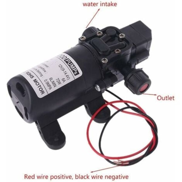 RV Vannpumpe 12V DC 12V 60W 40M 6L/min Høytrykks Vannpumpe Membran Primer Pumpe RV Vannpumpe (Spenning: 12V)