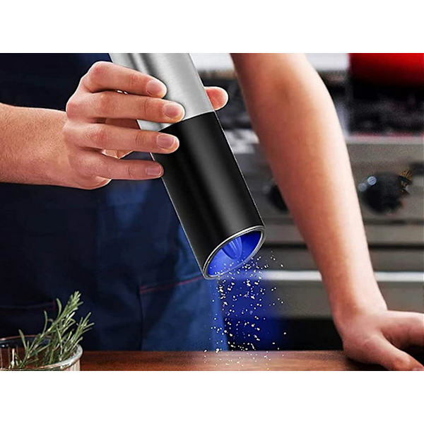 2PCS Elektrisk Salt- och Pepparkvarn Kök Automatisk Kvarn Kryddkvarn