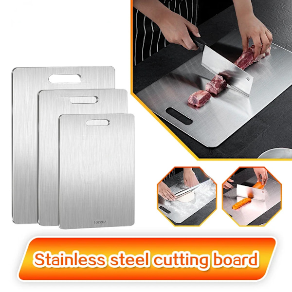 316 Rostfritt Stål Titanium Skärbräda, Rostfri Skärbräda, Dubbelsidig Titanium för Att Skära Kött, Skärbräda för Frukt 39x28cm